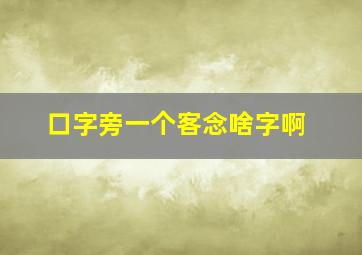 口字旁一个客念啥字啊