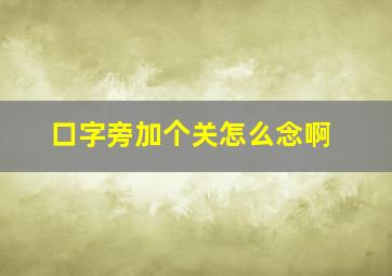 口字旁加个关怎么念啊