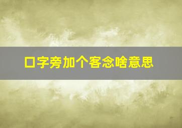 口字旁加个客念啥意思