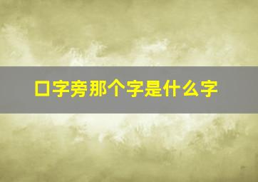 口字旁那个字是什么字