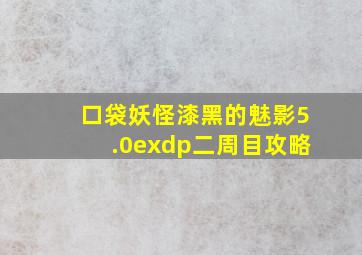 口袋妖怪漆黑的魅影5.0exdp二周目攻略