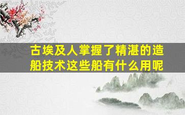 古埃及人掌握了精湛的造船技术这些船有什么用呢