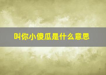 叫你小傻瓜是什么意思