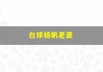 台球杨帆老婆