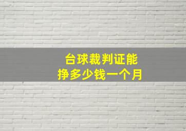 台球裁判证能挣多少钱一个月