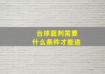 台球裁判需要什么条件才能进