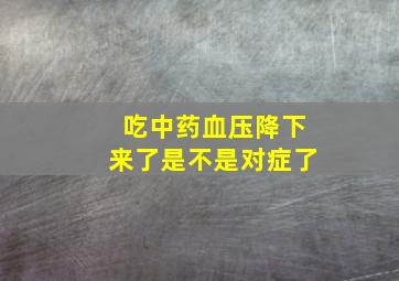 吃中药血压降下来了是不是对症了