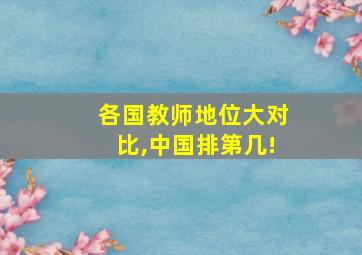 各国教师地位大对比,中国排第几!