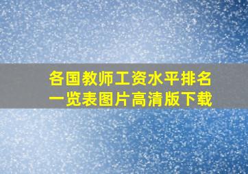 各国教师工资水平排名一览表图片高清版下载