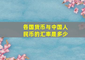 各国货币与中国人民币的汇率是多少