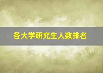 各大学研究生人数排名