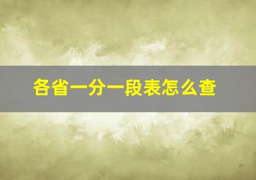 各省一分一段表怎么查