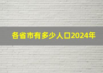 各省市有多少人口2024年