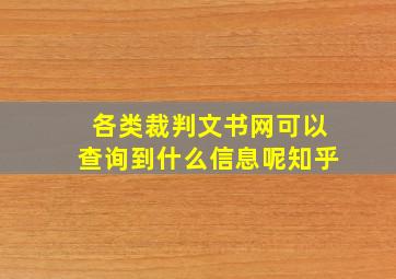 各类裁判文书网可以查询到什么信息呢知乎