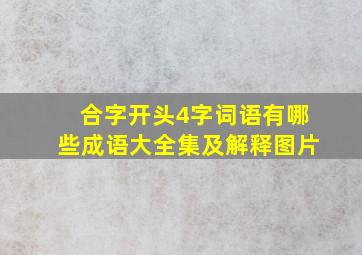 合字开头4字词语有哪些成语大全集及解释图片