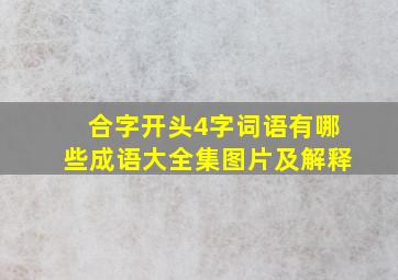 合字开头4字词语有哪些成语大全集图片及解释