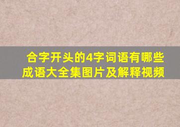 合字开头的4字词语有哪些成语大全集图片及解释视频