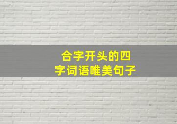 合字开头的四字词语唯美句子