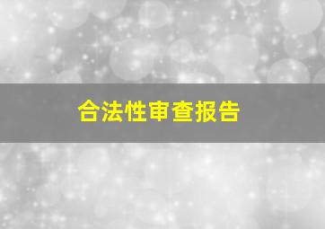 合法性审查报告