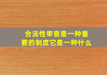 合法性审查是一种重要的制度它是一种什么