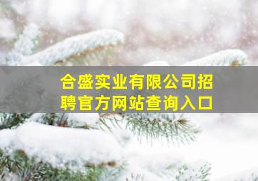 合盛实业有限公司招聘官方网站查询入口