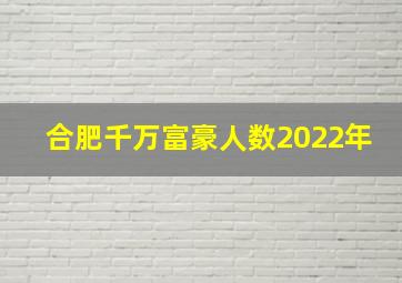 合肥千万富豪人数2022年