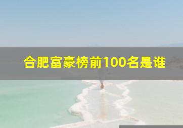 合肥富豪榜前100名是谁