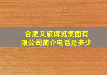 合肥文旅博览集团有限公司简介电话是多少