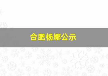 合肥杨娜公示