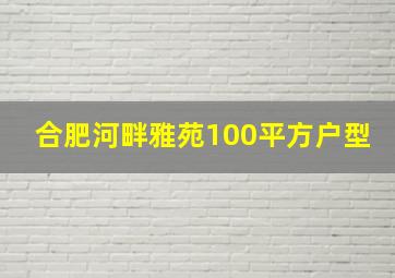 合肥河畔雅苑100平方户型