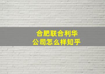 合肥联合利华公司怎么样知乎