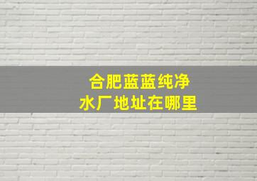 合肥蓝蓝纯净水厂地址在哪里