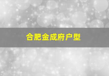 合肥金成府户型