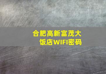 合肥高新富茂大饭店WIFI密码