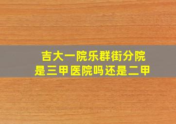 吉大一院乐群街分院是三甲医院吗还是二甲