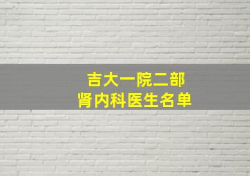 吉大一院二部肾内科医生名单