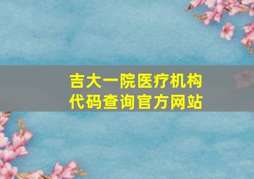 吉大一院医疗机构代码查询官方网站