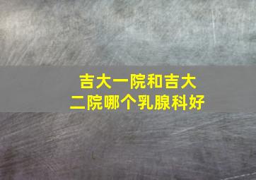 吉大一院和吉大二院哪个乳腺科好