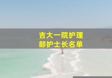 吉大一院护理部护士长名单