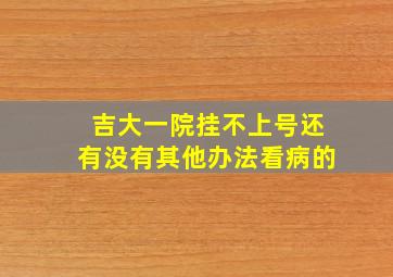 吉大一院挂不上号还有没有其他办法看病的