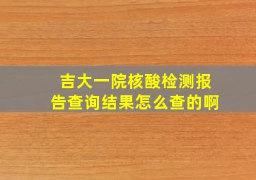 吉大一院核酸检测报告查询结果怎么查的啊