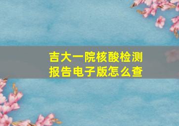 吉大一院核酸检测报告电子版怎么查