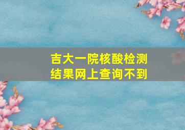 吉大一院核酸检测结果网上查询不到