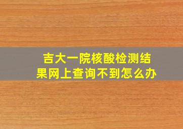 吉大一院核酸检测结果网上查询不到怎么办