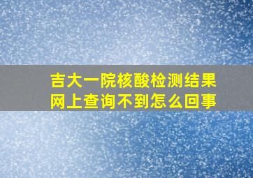 吉大一院核酸检测结果网上查询不到怎么回事