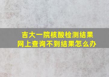 吉大一院核酸检测结果网上查询不到结果怎么办