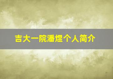 吉大一院潘煜个人简介