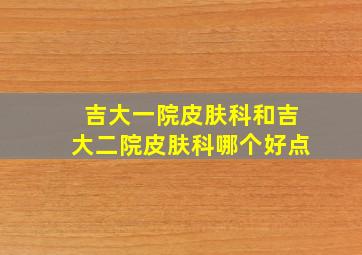 吉大一院皮肤科和吉大二院皮肤科哪个好点