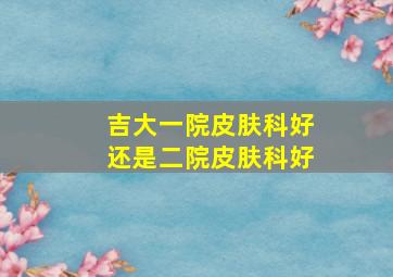 吉大一院皮肤科好还是二院皮肤科好