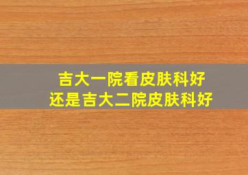 吉大一院看皮肤科好还是吉大二院皮肤科好